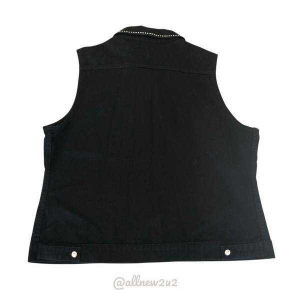 β’ New Christine Alexander Black Bejeweled Jean Vest Size XL Youβll sparkle! - Picture 5 of 16